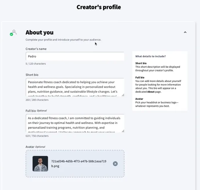 GetResponse's creator profile